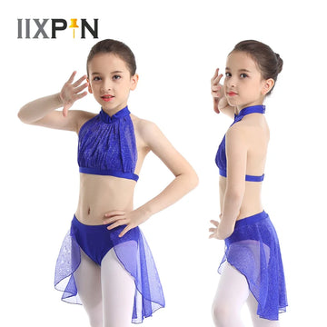 Girls Lyrical Dance costumes latin dance dress Sleeveless Mock Neck Crop Top with Bottoms Celebration of Spirit Praise dress