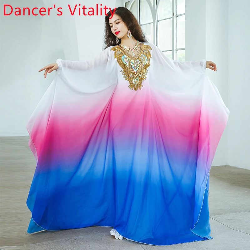 BellyDance Robes  Advanced Elegant Gradient Color Khaleegy Robe Adult Female Oriental Dance Competition Waiting Costumes
