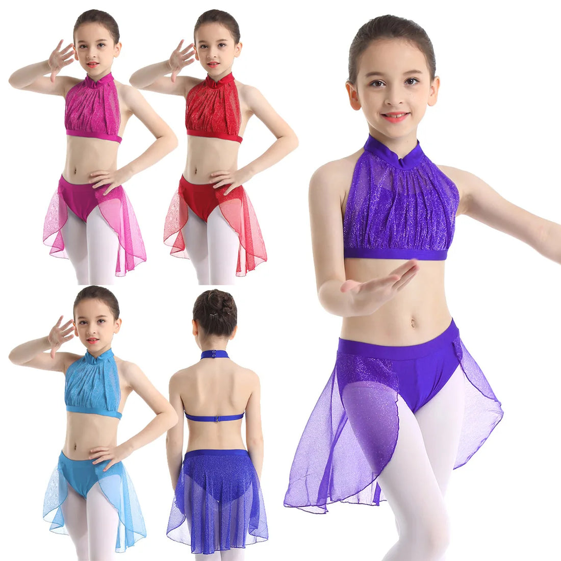 Girls Lyrical Dance costumes latin dance dress Sleeveless Mock Neck Crop Top with Bottoms Celebration of Spirit Praise dress
