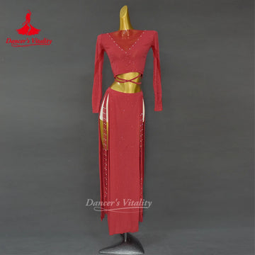 Oriental Dance Set Top Long Sleeve Split Skirt Practice Clothes Female Elegant Shirt Profession Performance Clothing Set