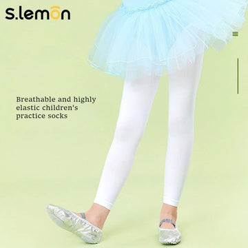 Girls' 3/4 Dance Tights – White/Pink/Black Thin Summer Ballet Leggings for Practice & Exams