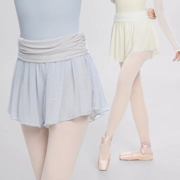 Women Ballet Shorts Soft Mesh Double-side Dance Culottes Color Contrast Training Sport Jogging Pants Ballerina Dance Trousers