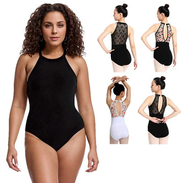Women's Halter Neck Sleeveless Ballet Dance Leotard for Adult Gymnastics Dance Practice with Soft Lining Ballerina Costume