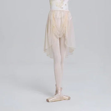 Women Ballet Skirt Adult Petal Gauze Skirt Front Pleated Mid-length Soft Mesh Skate Skirts Girl Ballet Stage Dance Skirts