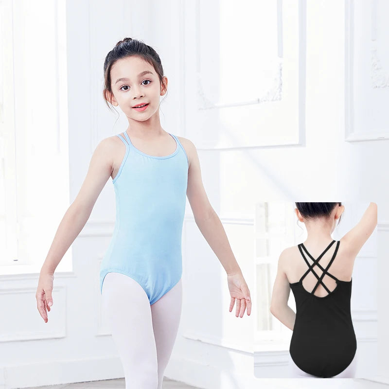 Girls Ballet Leotards Dance Double Camisole  Bodysuits Spaghetti Strap Gymnastic Swimwear Leotards Ballerina Outfits