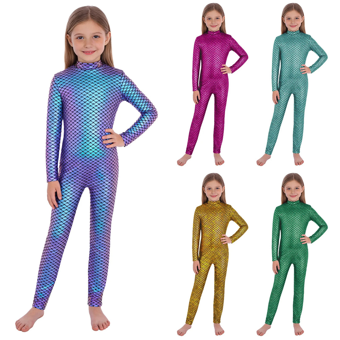 Girl Mermaid Cosplay Jumpsuit Ballerina Dancewear Dance Unitard Kids Ballet Skate Gymnastics Full Body Leotard Swim Sportswear