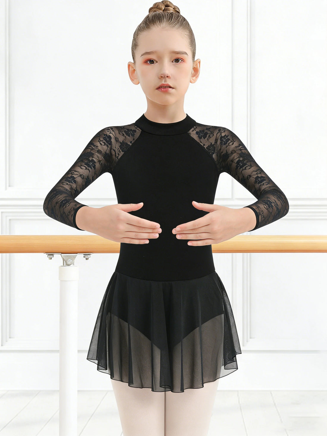 Girls Lace Cap Sleeve Dance Leotard for Ballet, Toddler Big Little Girls Gymnastics Dancewear