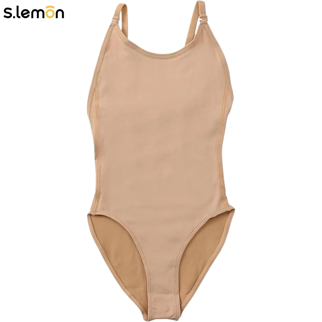 S.lemon Nude Seamless Camisole Ballet Dance Undergarment Leotard with Transition Straps