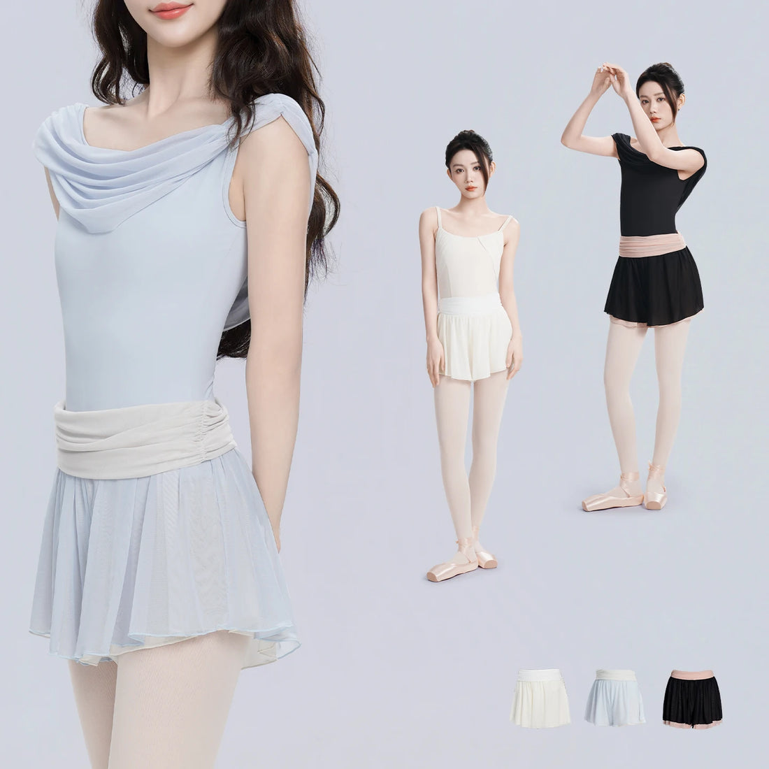 Women Ballet Shorts Soft Mesh Double-side Dance Culottes Color Contrast Training Sport Jogging Pants Ballerina Dance Trousers