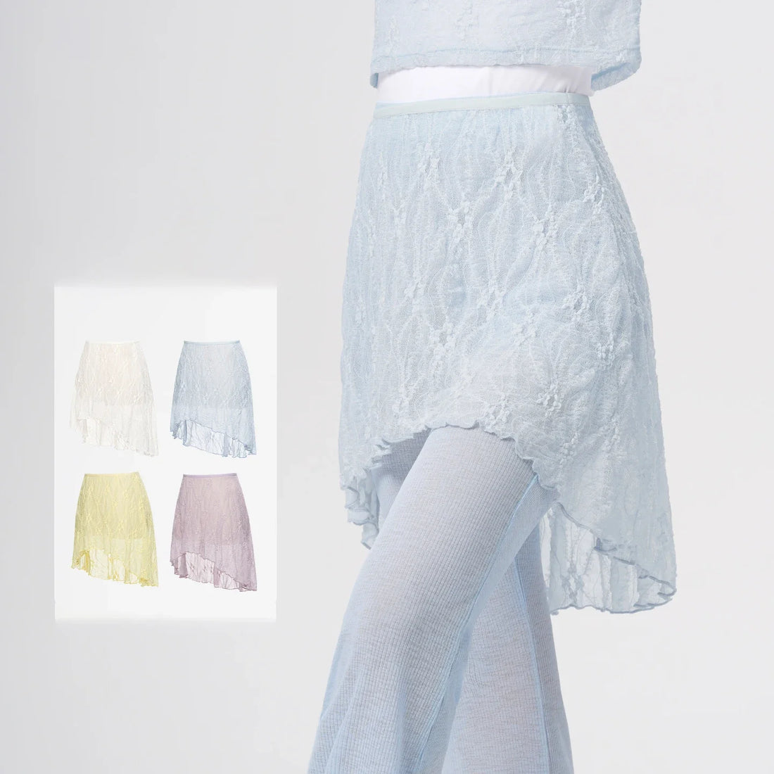 Women Soft Lace Irregular Hem Dance Skirt Ballet Solid Color Short Skirt Suitable for Performing Gymnastics Yoga and Dance