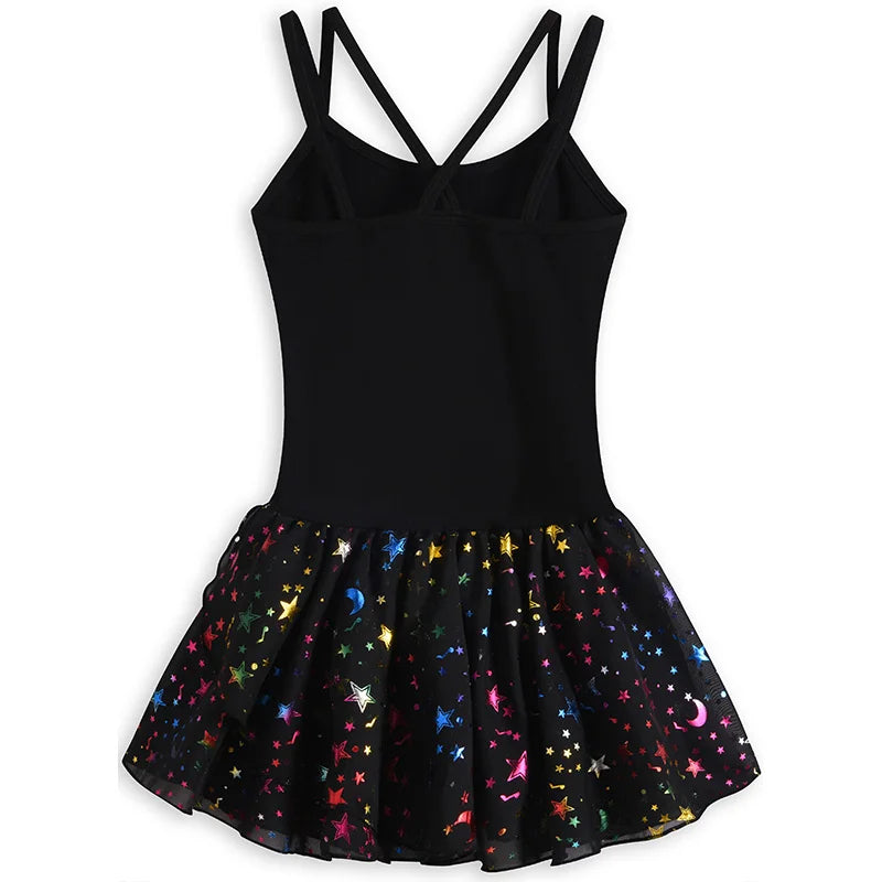 Girl Christmas Sleeveless Dress Ballet Dance Leotards for girl Gymnastics Dance Skirts with Shiny Sequins and Double Straps