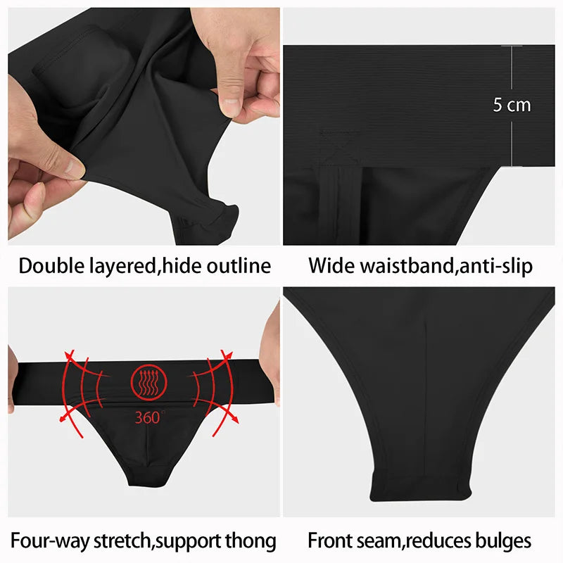 Men's Professional Full-seat Ballet Dance Belt for Adult Dance Cosplay Brief with Elastic Waistband and Double Layer Front