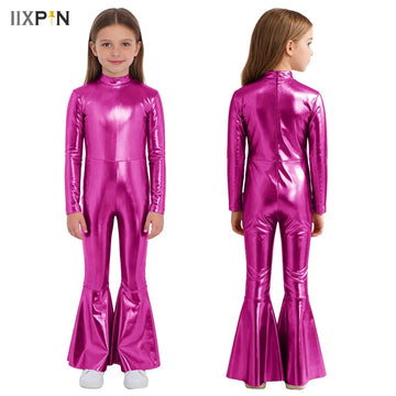 Jazz Dance Flare Leotards for Kids Girl Hip Hop Dance Jumpsuits Halloween Carnival Party Wear Ballet Ballroom One Piece Bodysuit