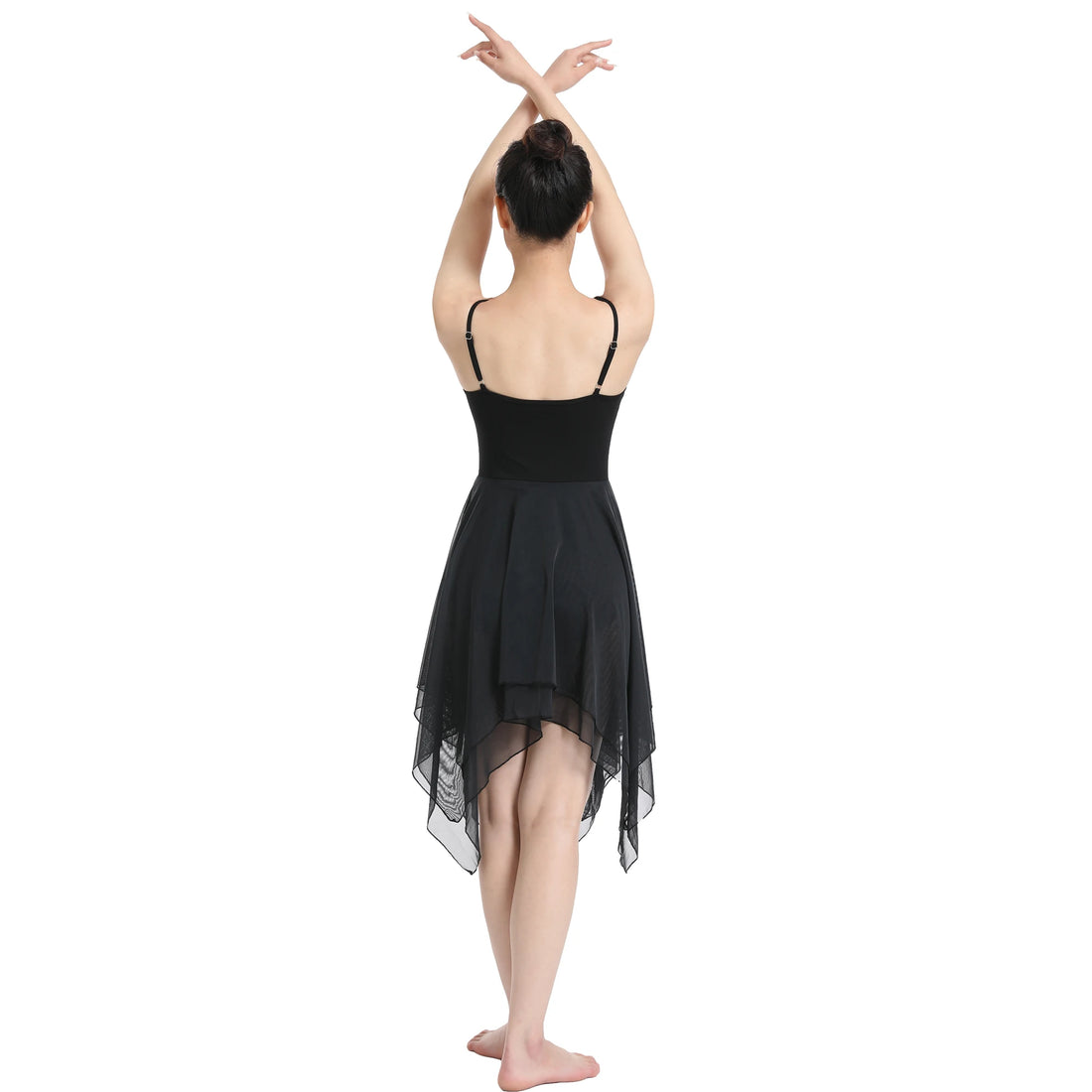Women Lyrical Dance Costume Modern Contemporary Ballet Dancewear Spaghetti Strap Chiffon Flowy Dress