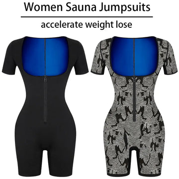 Women 3 in 1 Sauna Sweat Shirt Weight Loss Full Body Shaper Vest Hot Top Jumpsuits with Armpit and Crotch Breathable Mesh