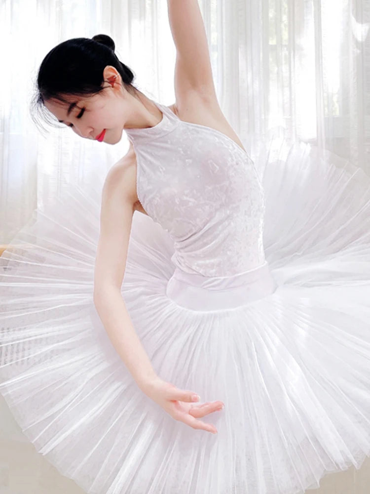 Women Ballet Leotards Cotton Mesh Gymnastics Leotard Sexy Backless Girls Ballet Dance Clothing Lace white