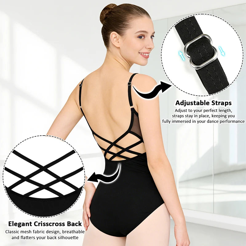Women Dance Camisole Ballet Leotards for Adult Gymnastics Dance Tank Tops with Soft Lining and Adjustable Strap