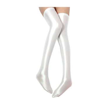 Sexy Glossy Silky Women's over Knee Socks Japanese Thigh High Stockings Solid Shiny Smooth Elastic Sports Leggings