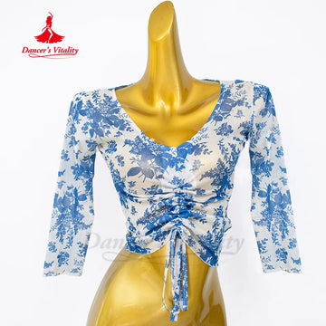 Belly Dance Practice Clothing for Women's Comfortable Breathable Mesh Practice Top Oriental Dance Training Tops