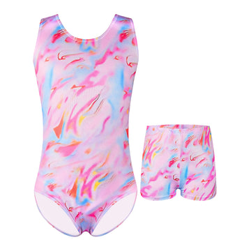 Gymnastics Leotards for Girls Sparkly Ballet Dance Unitards Shorts Activewear for Kids