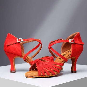 UK Latin Dance Shoes for Adults, Pastel Colors Suede Professional Ballroom Practice Footwear