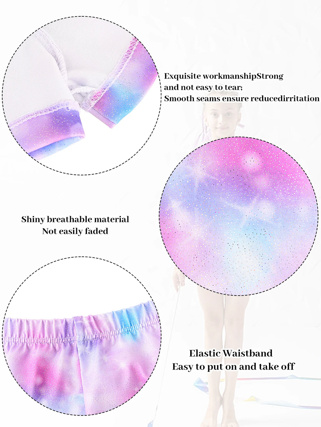 Gymnastics Leotards for Girls Sparkly Ballet Dance Unitards Shorts Activewear for Kids