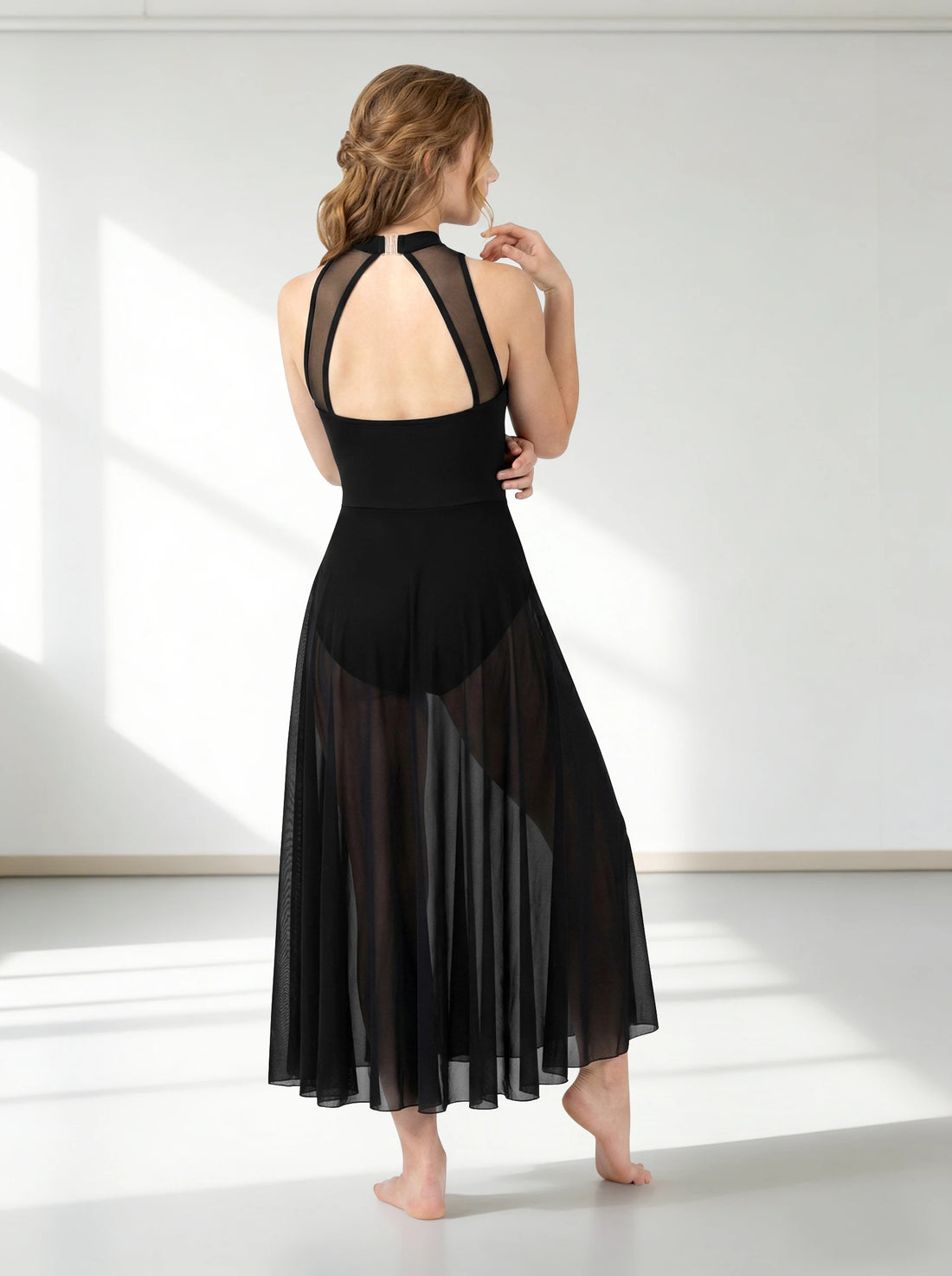 Lyrical Dance Costumes for Women Lace Flower Insets Lyrical Dress Flowy Chiffon Leotard Skirt Contemporary Dance Costumes