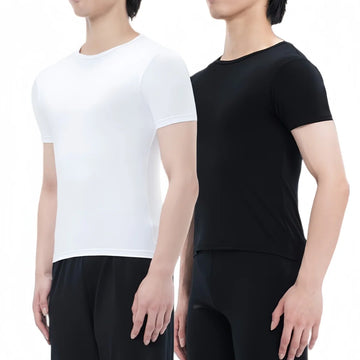 Men Dance Top Slim Fit Short Sleeve Crew Neck Quick Dry Breathable Black Dance Training Top