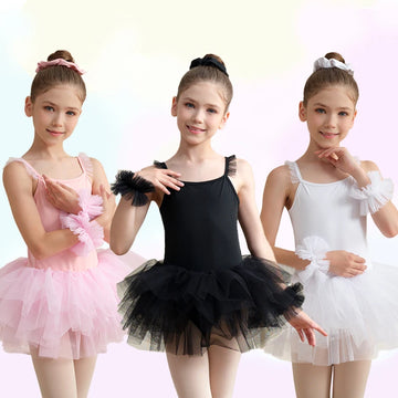 Girls Camisole Sleeveless Ballet Tutu Dress Snap Crotch Design Ballet Leotard Kids Cute Tutu Ballet Dress Suit