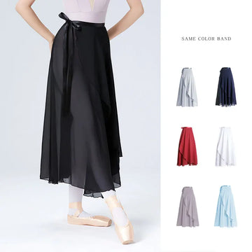 Ballet Skirts Women Long Chiffon Wrap Dance Skirt Fairy Chiffon Long Ballet Tutu Dress Dance Costumes Tie Up Skirt Adult