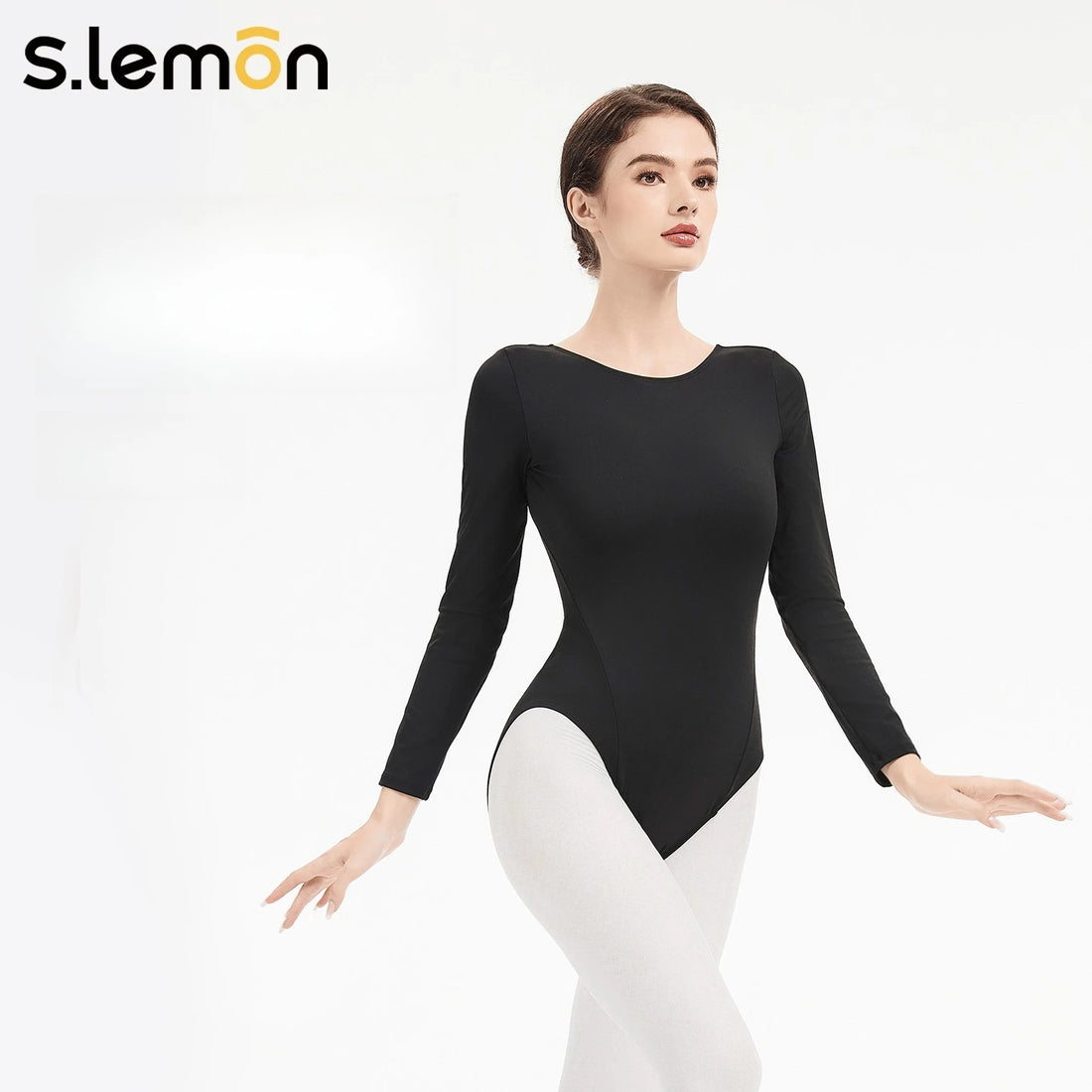 S.lemon Women Ballet Leotard Adult Autumn Winter New Style Nylon Spandex Long Sleeve Professional Dance Gymnastics Unitard Black