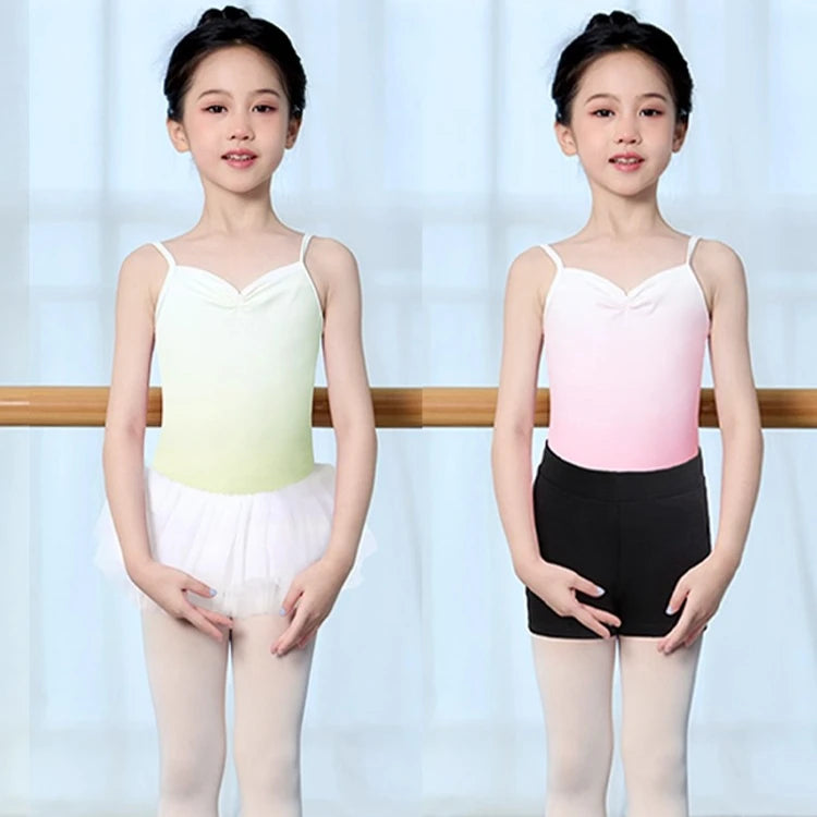 Girls Rhythmic Gymnastics Dance Leotards Halter Bodysuit Gradient Ballet Dance Skating Practice Basic Training Swimwear