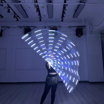 1Pcs LED Flags Belly Dance Semicircle Praise Light Flag Belly Dancing Lights Up Props Perform Party Festival Accessories