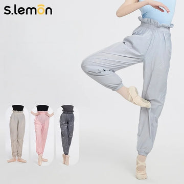 S.lemon Slimming Sweat Pants for Women Adults High Waist Ruched Lace Professional Ballet Gymnastics Dance Practice Leggings