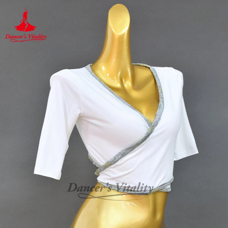 BellyDance Tops for Women Comfortable and Sexy V-neck Top for Girls Oriental Dance Professional Practice Clothing
