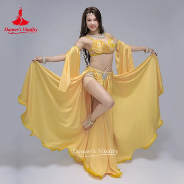 BellyDance Performance Set Senior AB Stones Bra+Sleeves+Long Skirt 3pcs Oriental Dance Competition Outfit Dancer's Vitality