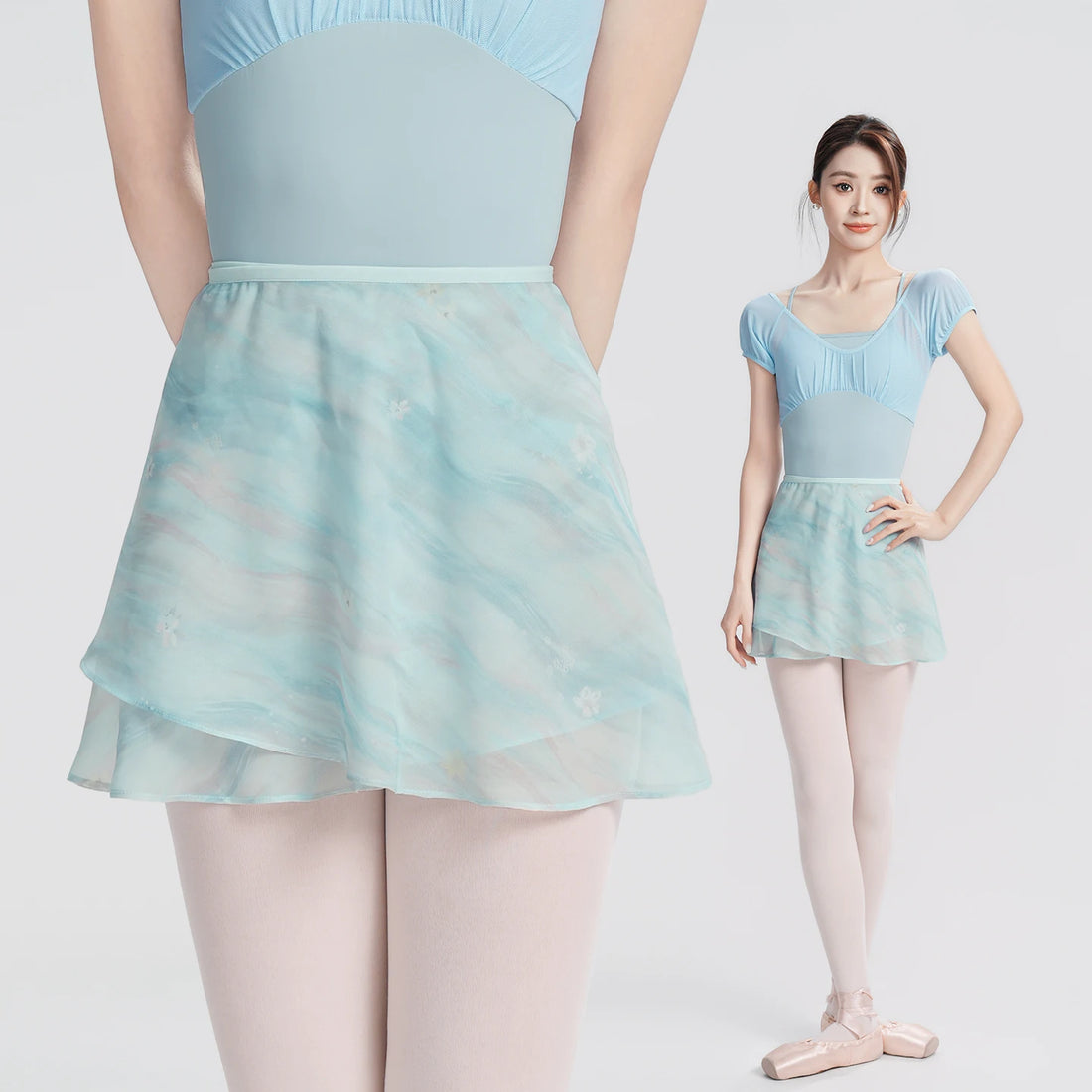 Women Ballet Skirt Adult Printed Lace-up Short Skirt Ballet Tutu Skate Yoga Skirt Ballerina Dancing Tulle Skirt
