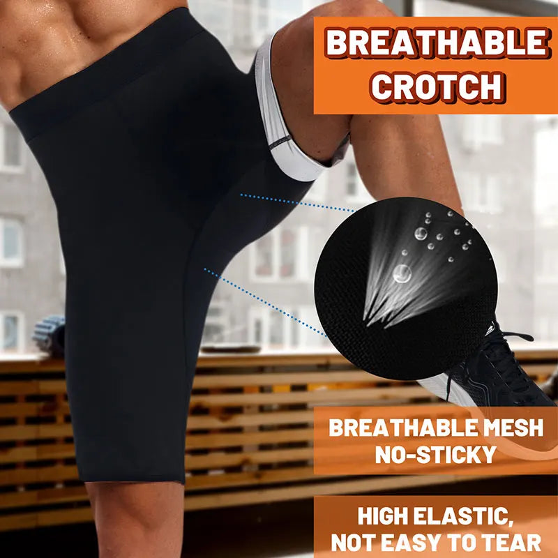 Sauna Sweat Short Pants for Men Hot Thermo Sauna Leggings Compression Hight Waist Pants Workout Body Shaper Sauna Suits