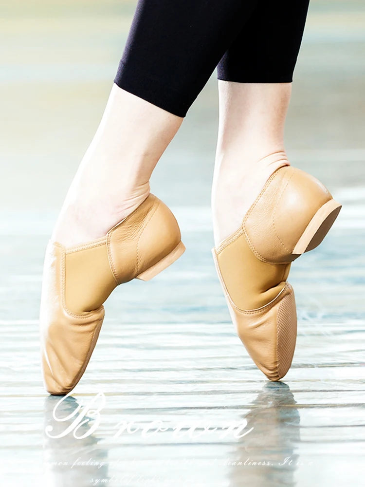 Genuine Leather Jazz Dance Shoes for Men And Women Neo Arch Slip-On Salsa Ballet Belly Dance Children Shoes