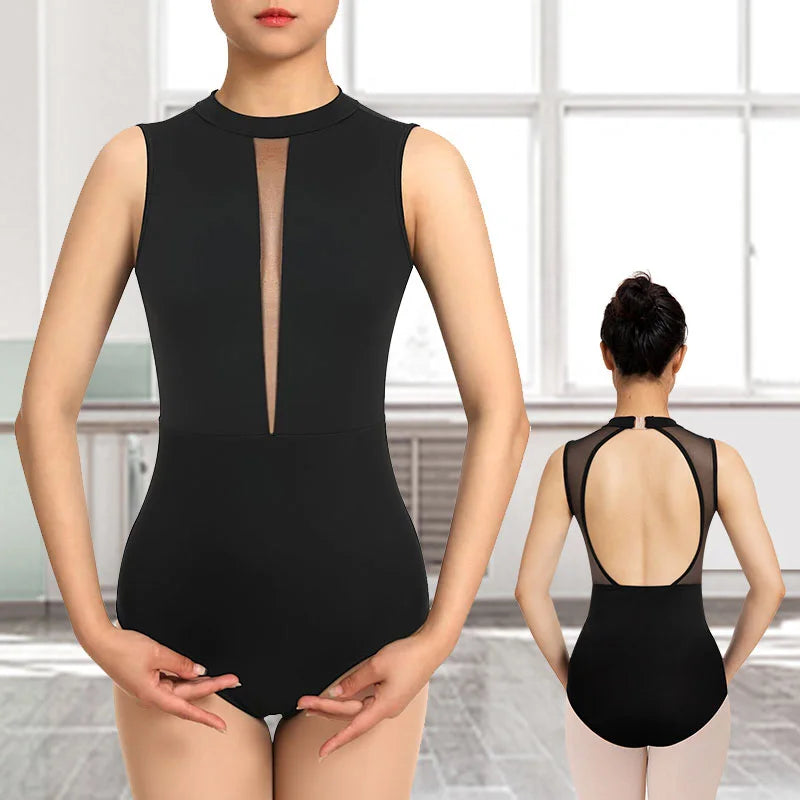 Women's Turtleneck Tank Ballet Dance Leotard for Adult Dance Gymnastics Short Sleeve with Soft Front Lining Long Sleeve Bodysuit