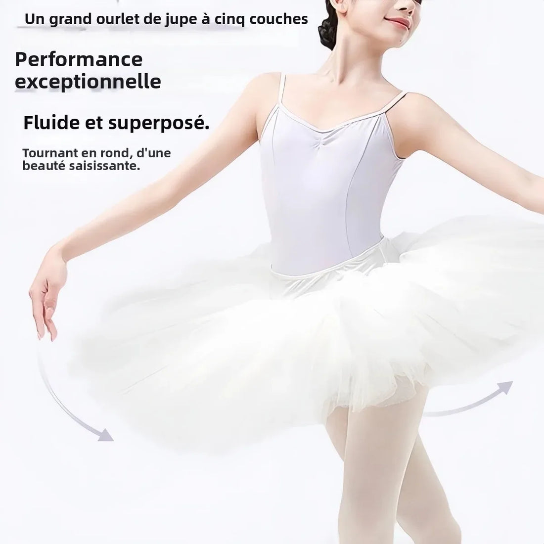 S.Lemon Adult Female New Tutu Dance Skirt Half-Body Ballet Gymnastics Black White Flowy Practice Dress