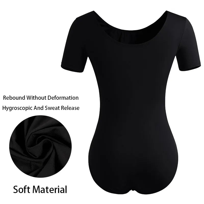 Women's Classic Team Basic Short Sleeve Ballet Dance Leotards for Adult Gymnastics Dance Tops with Soft Lining Ballet Clothes