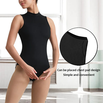Women's Sleeveless Turtleneck Floral Lace Back Dance Ballet Leotard for Adult Gymnastics Dance Practice Tank Ballet Clothes