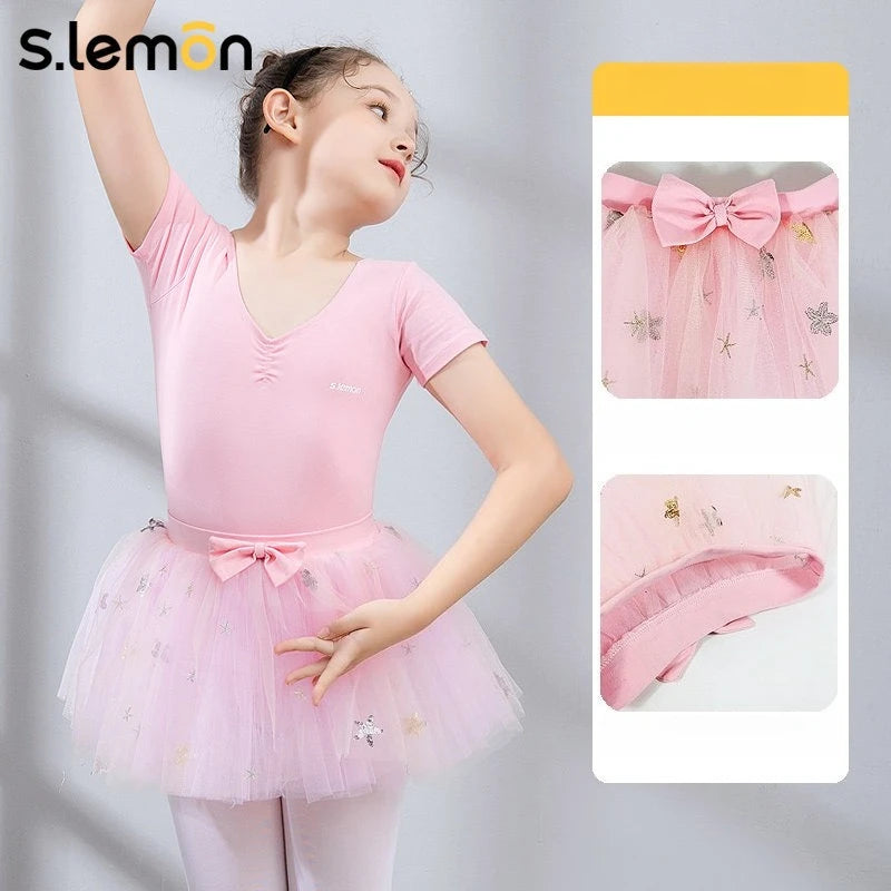 Kids Ballet Dance Tulle Skirt Pink Mesh Mini Skirt Girls Chinese Dance Performance Wear