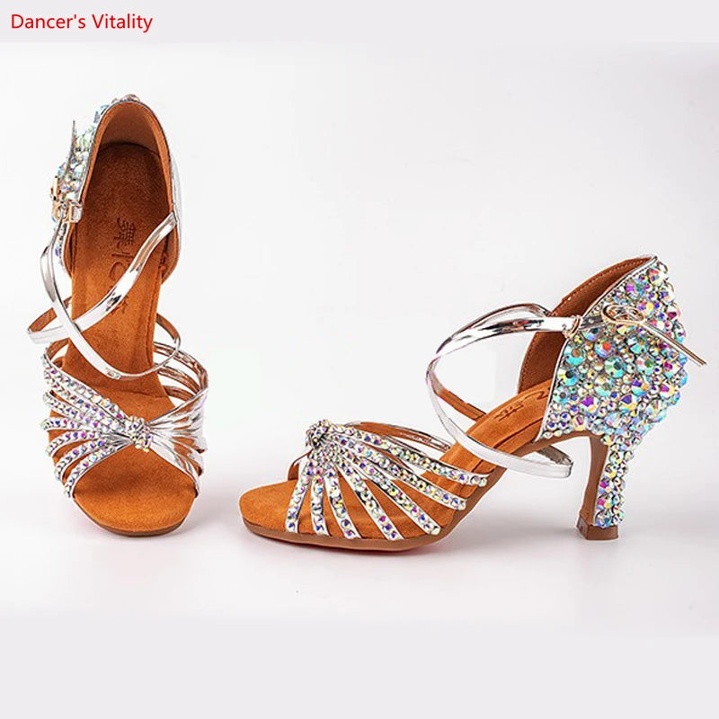 Latin Dance Shoes Children's Pearl Latin Dance Shoes Latin Shoes / Dance Shoes / Diamond Inlaid Shoes Adult Diamond Inlaid Shoes
