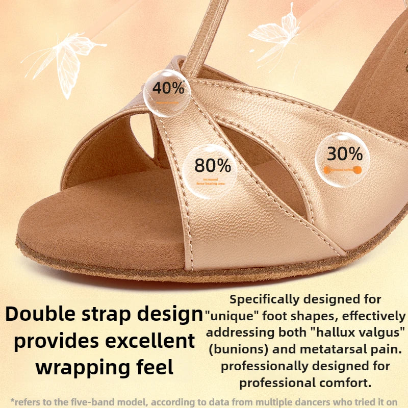 UK Latin Dance Shoes for Women, Professional Grade Medium High Heel, Flexible Sole Beginner-Friendly Rumba Cha Cha