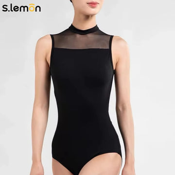 Adult Ballet Leotard - Stand Collar Open Back Dance Bodysuit for Women, Ballet Training & Performance Wear