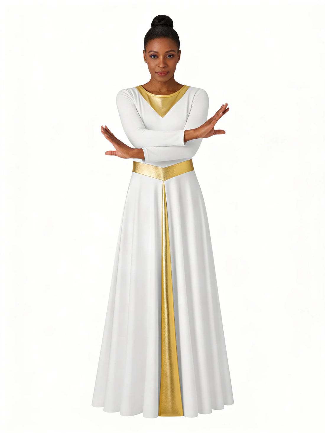 Women Praise Dance Dress Liturgical Dancewear Full Length Worship in Church|White Blue Black