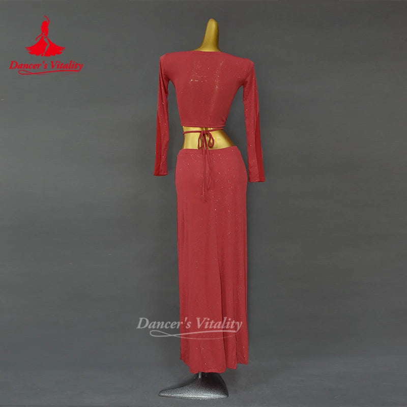 Oriental Dance Set Top Long Sleeve Split Skirt Practice Clothes Female Elegant Shirt Profession Performance Clothing Set