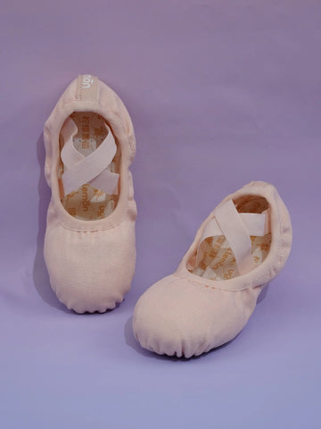 Blush Pink Canvas Dance Shoes for Kids & Adults – Elastic Opening, Cotton Insole, Suede Sole for Ballet & Dance Practice